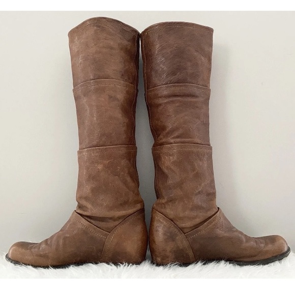 Stuart Weitzman Brown Leather Tall Knee High Riding Flat Boots Women's US Size 6 - Picture 6 of 15